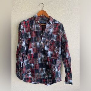 Vintage Ralph Lauren Size L Patchwork Long Sleeve Button Up Collared Shirt